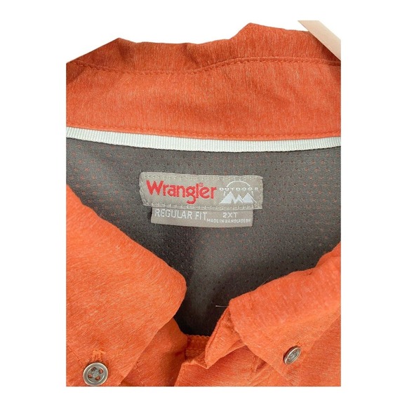 Wrangler Outdoor Mens 2X Long Sleeve Button Down Stash Zip‎ Pocket Burnt Orange - Picture 2 of 10